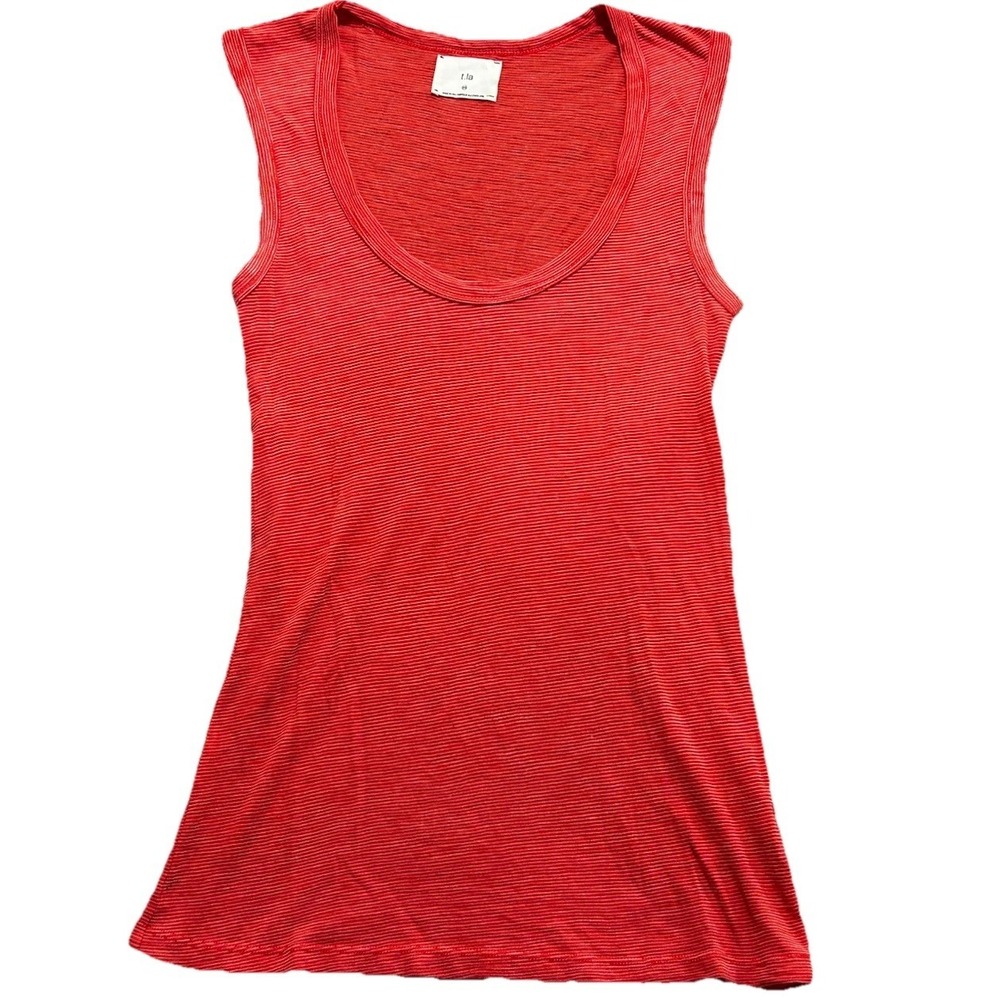 Anthropologie XS T. la Alissa Layering Tank ‎ Top Orange White Pinstripe